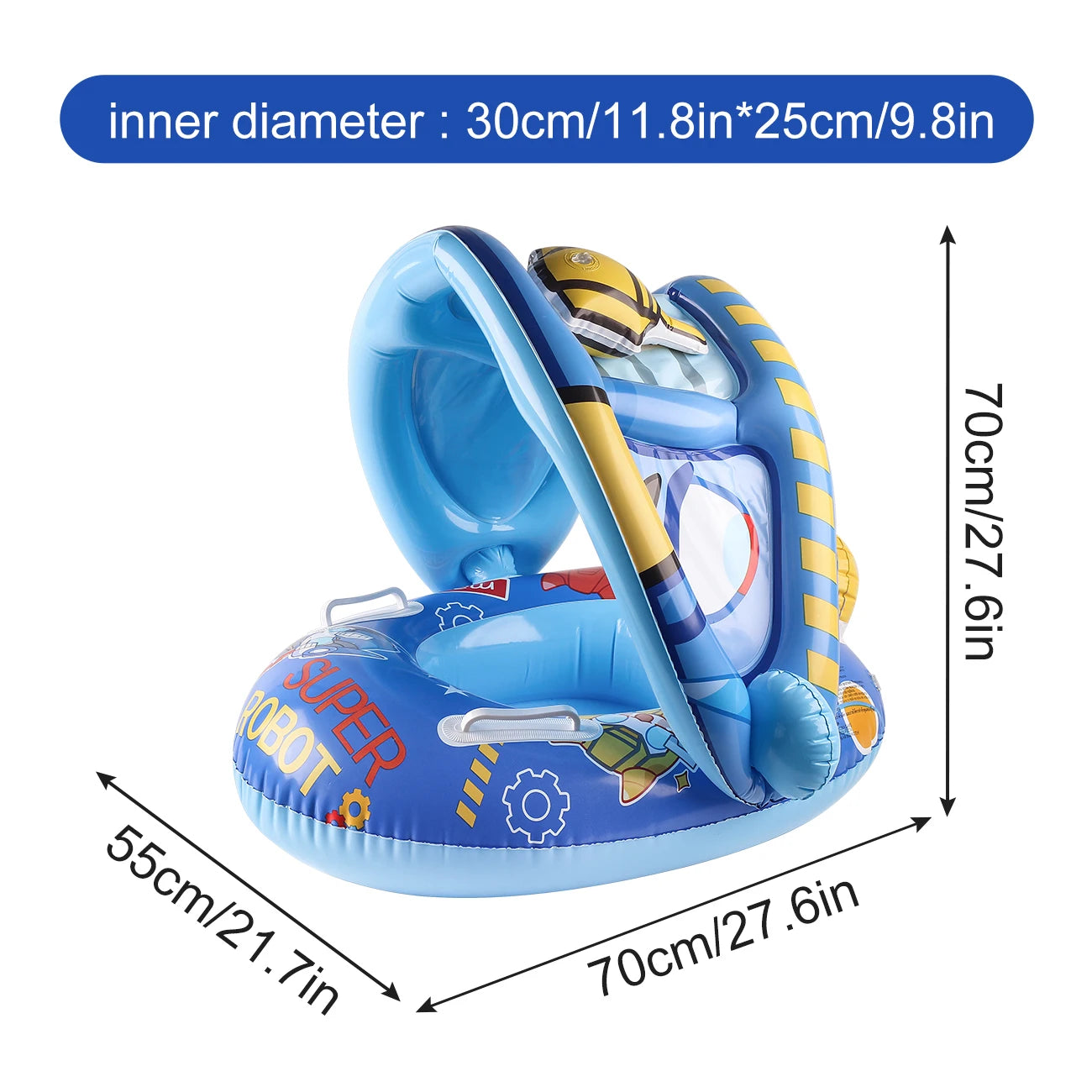 1PC Swim Rings With Sunshades And Safety Seats, Offering Sun Protection, Ideal For Summer, The Seaside And Lakes