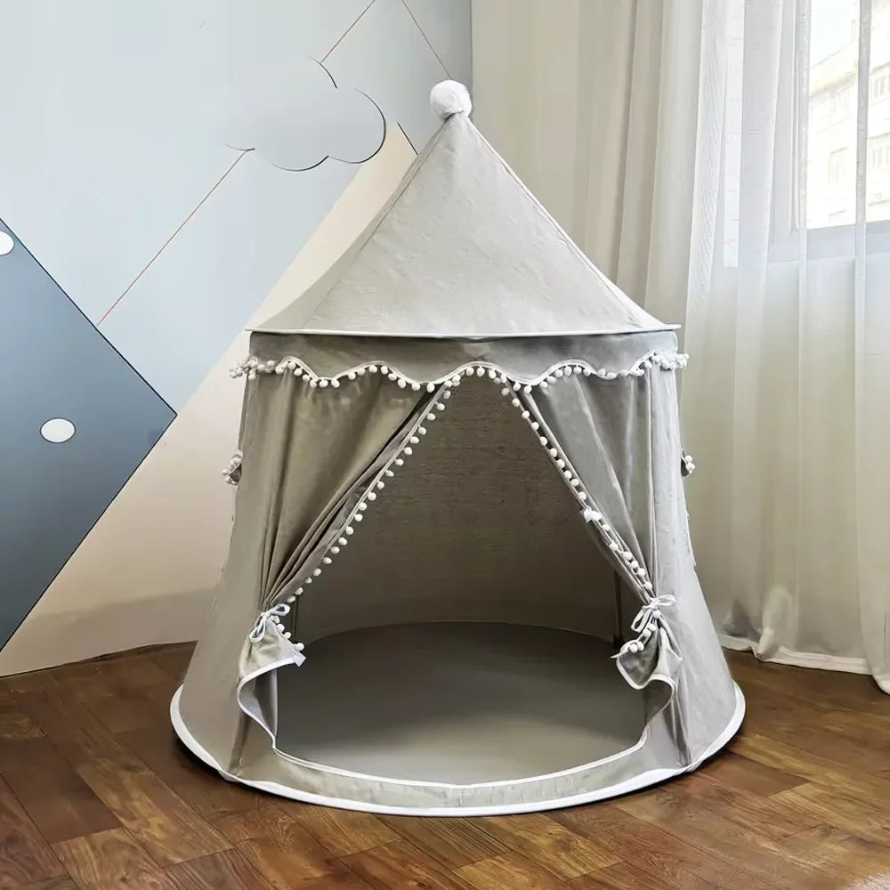 Portable Princess Castle Game House Teepee Tent for Children Outdoor Indoor Fun Toy Soft Cloth Mongolian Birthday Gift for Kids 0-12Y