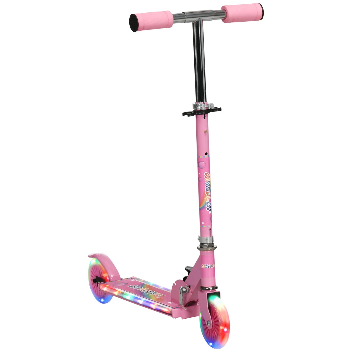 HOMCOM Kids Scooter 2 Wheels W/ Lights Music Adjustable Height Foldable