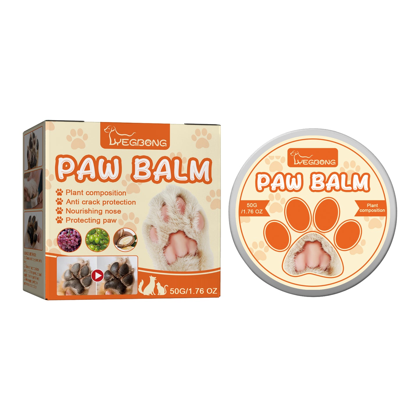 Yegbong Pet Moisturizing Paw Balm Suitable For Cats And Dogs, Protects And Moisturizes Paw Pads
