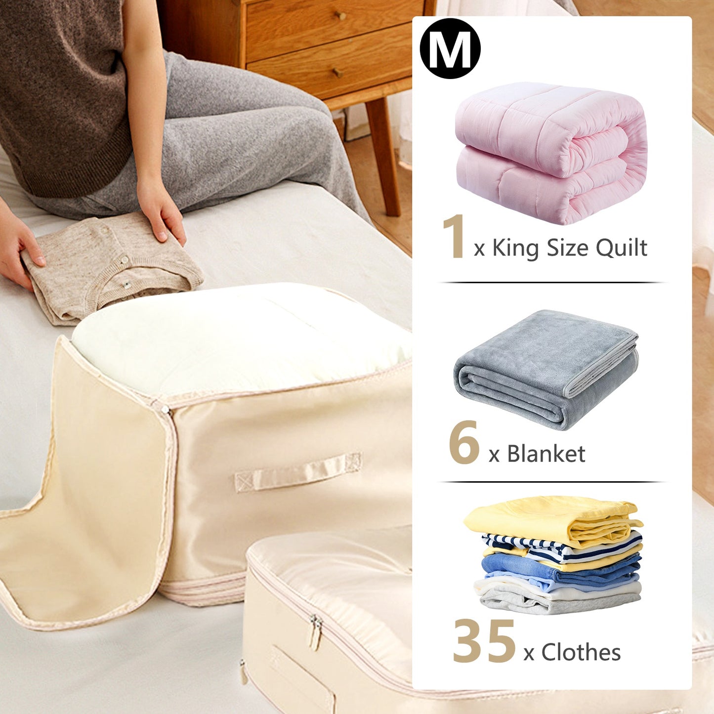 1Pc Foldable Storage Bag For Comforter Quilt Blanket Clothes Season Changing Organization Pillows Beddings With Dual Zippers