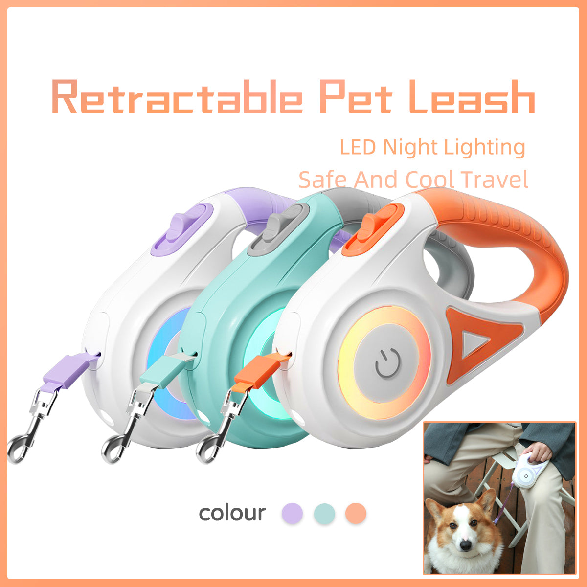 NightSafe LED Retractable Dog Leash