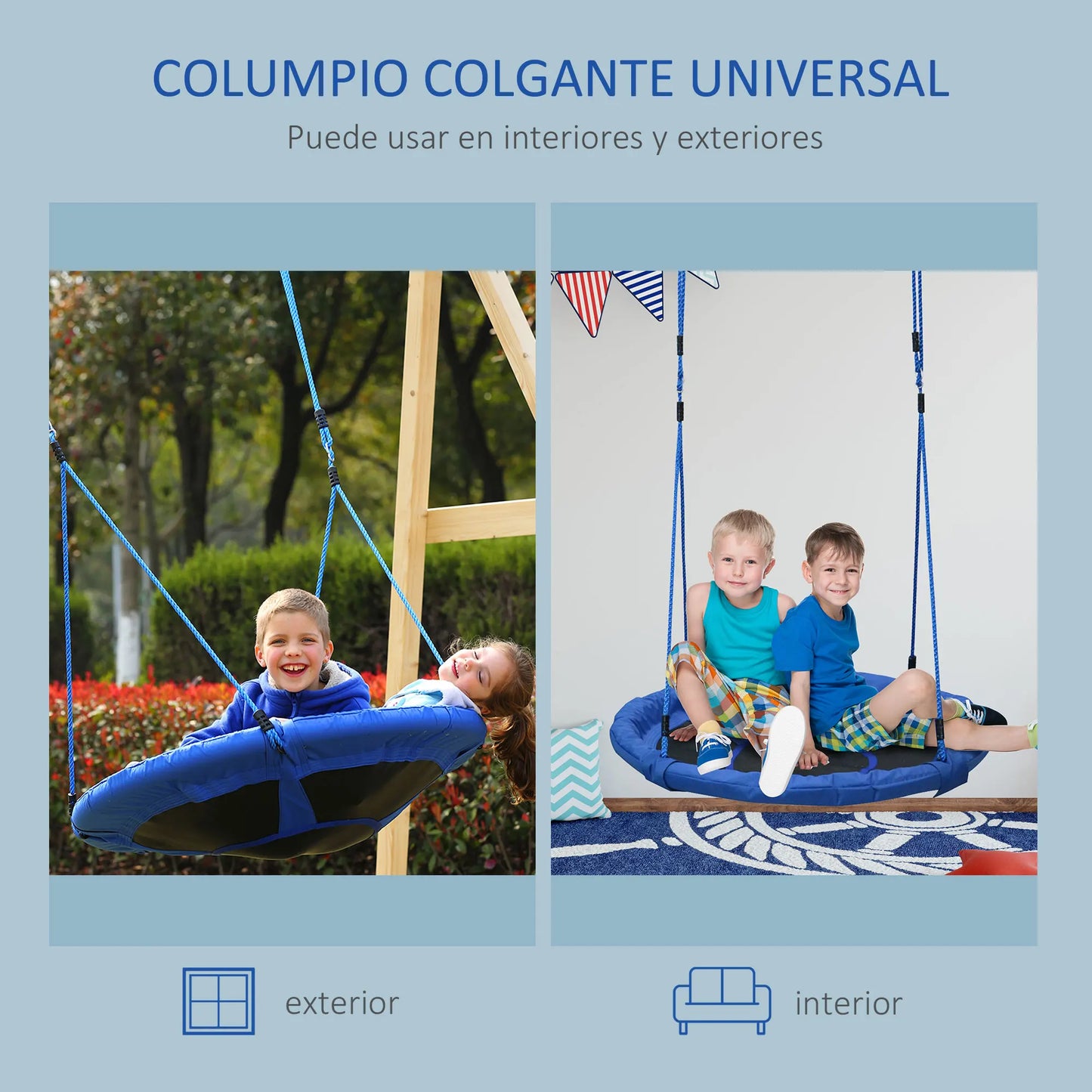 HOMCOM large children's removable garden nest swing Ø 100x180 cm blue