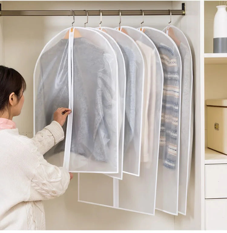 Dust Cover Clothes Hanging Bag Home Storage Pouch for Suit Coat Garment Dress Blending Material Modern Style Rectangular