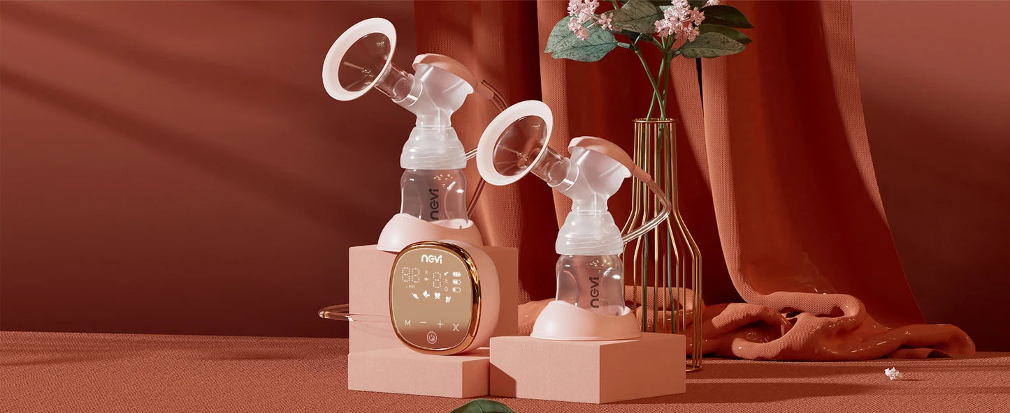 NCVI Double Electric Breast Pump, Portable Breast Pump Electric with 4 Modes 9 Levels,LED Display, 10pcs Breastmilk Storage Bags