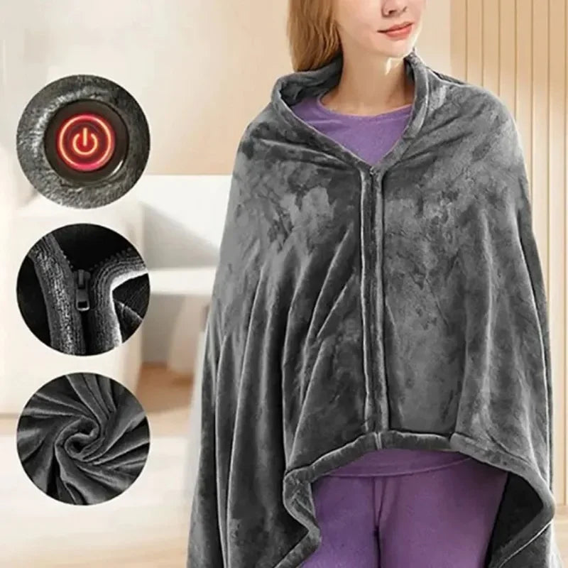 Mink Velvet Electric Blanket USB Heated Shawl Multifunctional Timer Wearable Warmth  Comfortable Home Heating