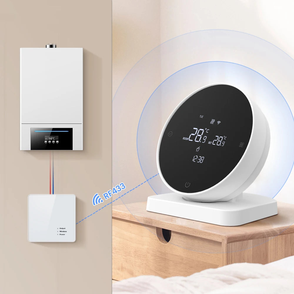 AVATTO WiFi Smart Thermostat,RF Wireless Temperature Controller for Gas Boiler Water Heating,Works with Tuya Alexa Google Home