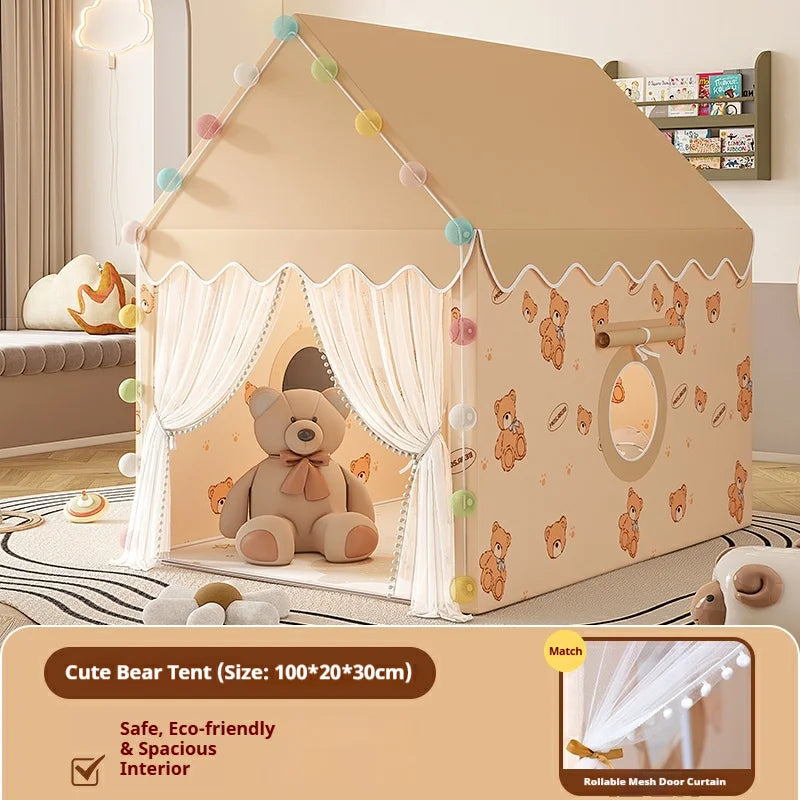 Princess Castle Play Tent for Kids Folding Indoor Play House Cubby Small Baby Tent with Solid Frame No Light Ball