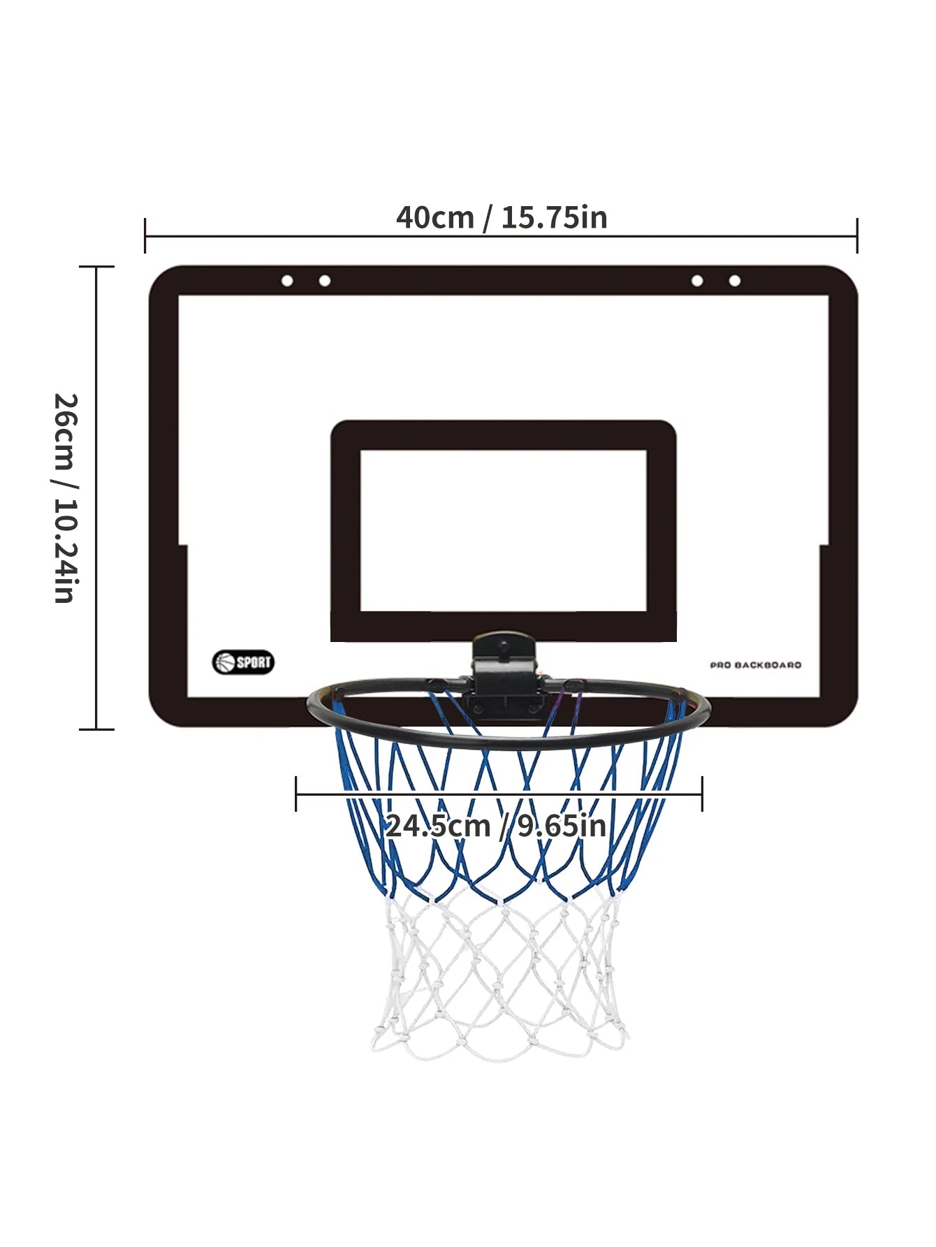 Children's Home Sports Basketball Set with Wall Bracket Non-Perforated Plastic Basketball Frame for Ages 3-12