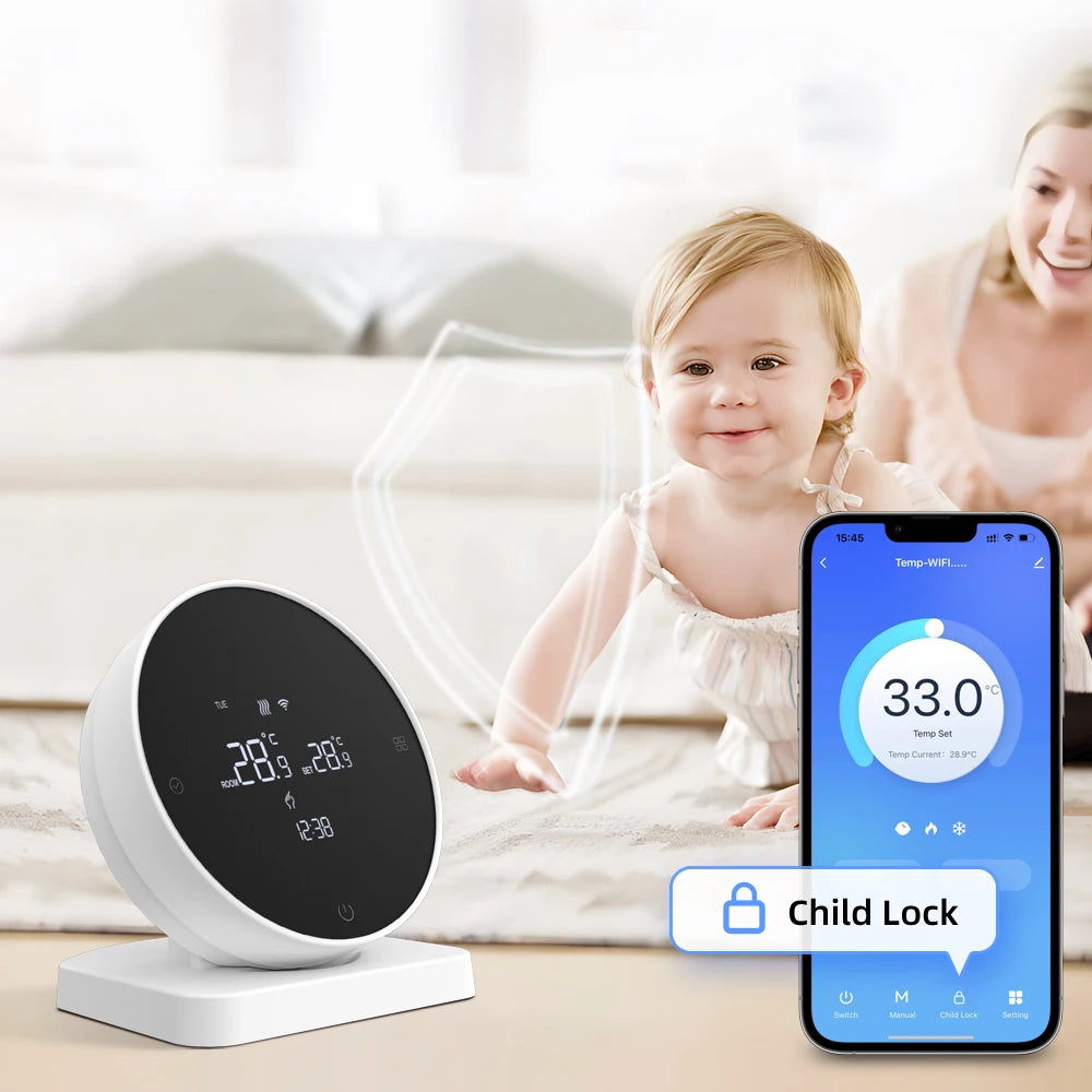 AVATTO WiFi Smart Thermostat,RF Wireless Temperature Controller for Gas Boiler Water Heating,Works with Tuya Alexa Google Home