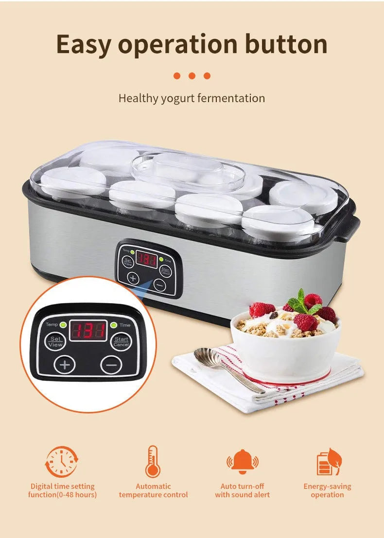 Automatic Yogurt Machine Treats Homemade Yogurt Professional Ice Cream Pudding Maker with 8 Yogurt Jar 110V /220V