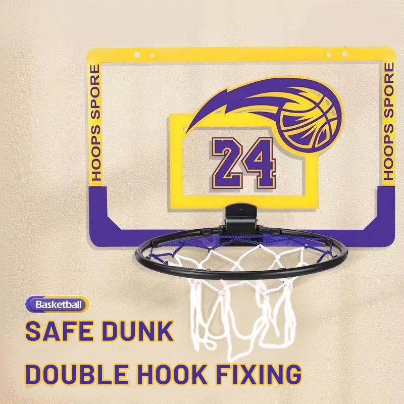 Children's Home Sports Basketball Set with Wall Bracket Non-Perforated Plastic Basketball Frame for Ages 3-12