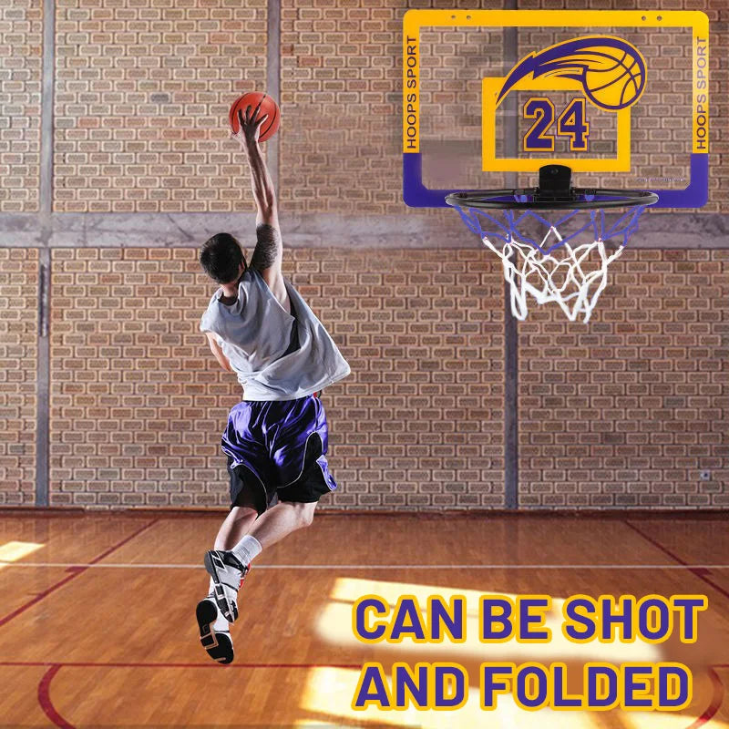 Children's Home Sports Basketball Set with Wall Bracket Non-Perforated Plastic Basketball Frame for Ages 3-12