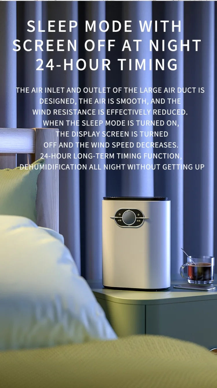 1200ML Household Dehumidifier Electronic Air Drying Machine Moisture-Proof for 21-30㎡ Area 100-240V with Low Noise ≤50dB