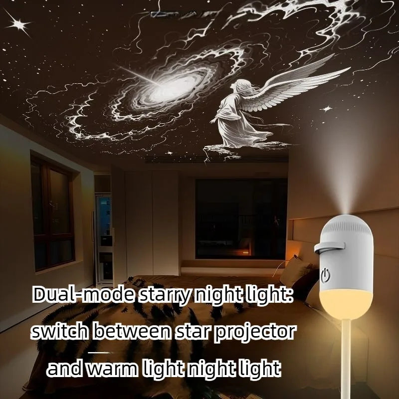 2-in-1 Mini Galaxy Star Projector Night Light – Starry Sky Ambient Lamp for Bedroom