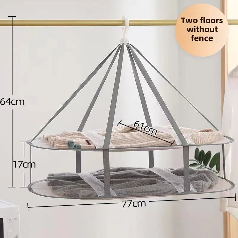 Foldable 1/2/3 Layer Mesh Clothes Drying Net Rack Grey Lay Flat Dry Hanger for Indoor Outdoor Use Delicates Towels Socks Swimsuit