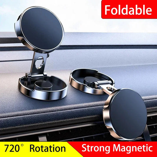 2025 Mobile Phone Stand Holder Strong Magnetic Foldable Car Phone Holder 720°  Rotation Round Bracket iphone accessories Android