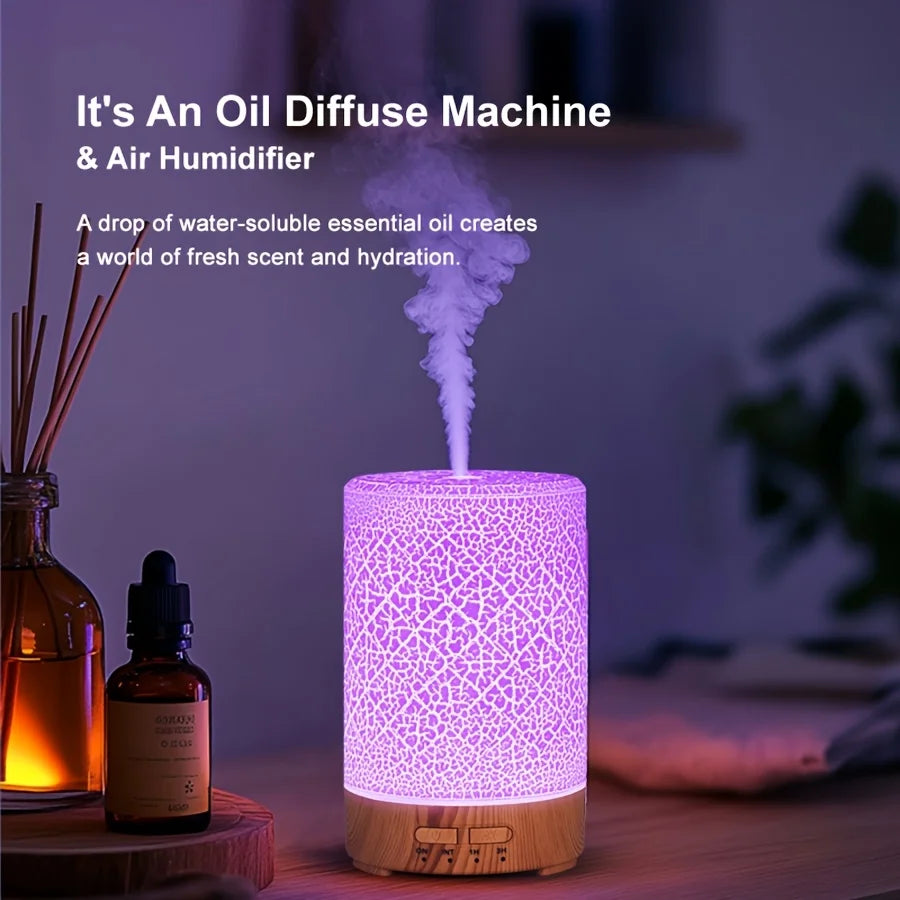 150ml Crack Design Essential Oil Diffuser with 7 Color LED USB Ultrasonic Air Humidifier for Living Room Office