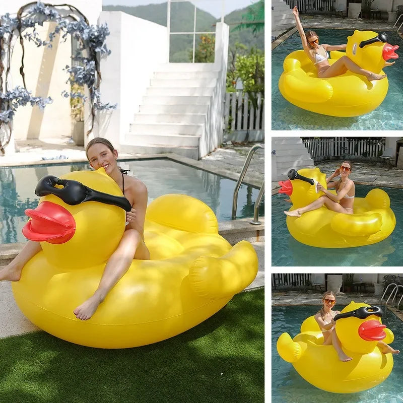 Yellow Duck Giant Inflatable Water Floating Seat PVC Thickened Swimming Bed for Kids And Adults Outdoor Summer Water Toy