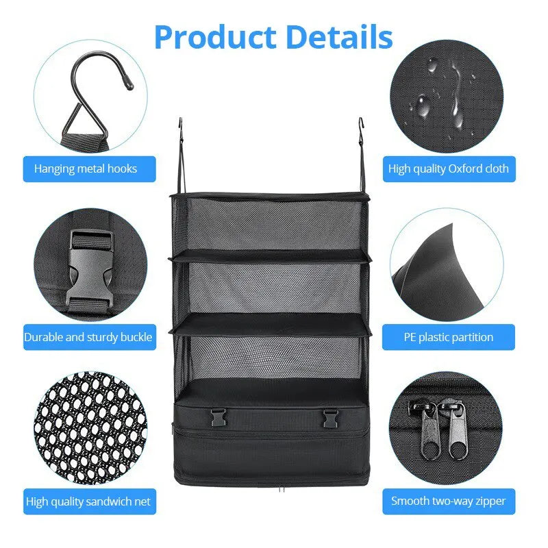 1 Set  Luggage Travel Organizer Hanging Packing Cubes Hanging Shelves