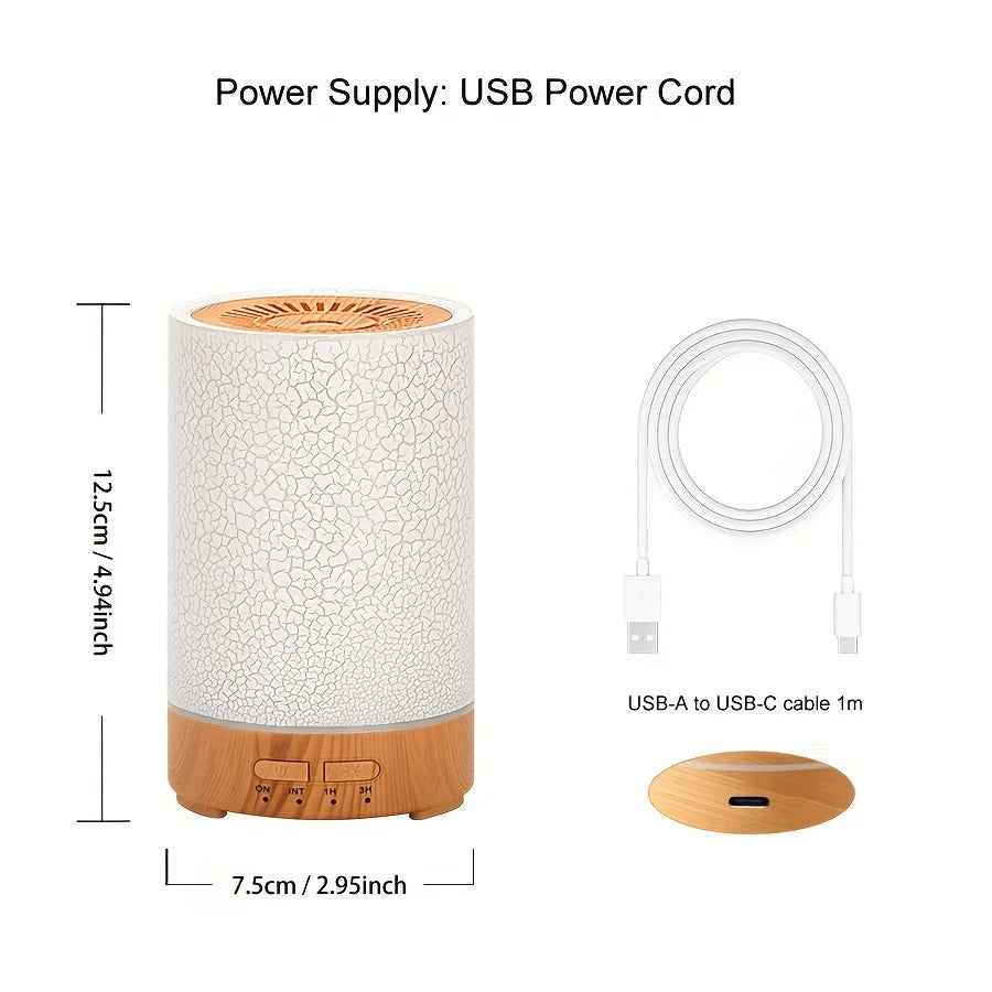 150ml Crack Design Essential Oil Diffuser with 7 Color LED USB Ultrasonic Air Humidifier for Living Room Office