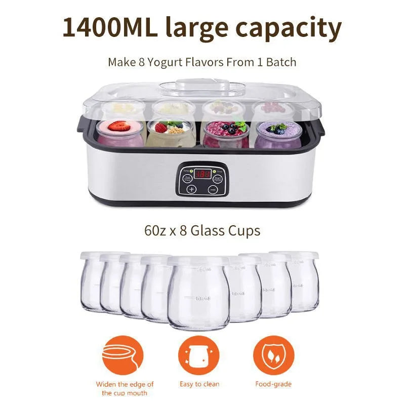 Automatic Yogurt Machine Treats Homemade Yogurt Professional Ice Cream Pudding Maker with 8 Yogurt Jar 110V /220V