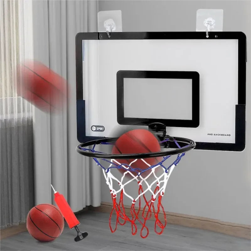 Children's Home Sports Basketball Set with Wall Bracket Non-Perforated Plastic Basketball Frame for Ages 3-12