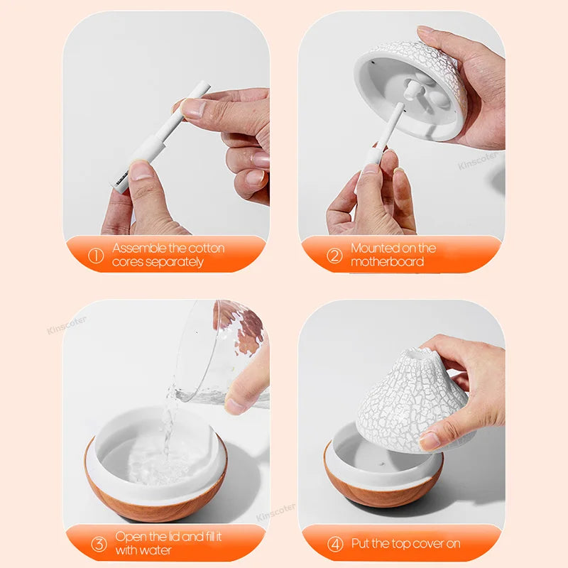 300ml Volcano USB Humidifier Desktop Air Mist Diffuser with 7-Color Night Light Ultrasonic Water Purifier Freshener with Quiet Operation