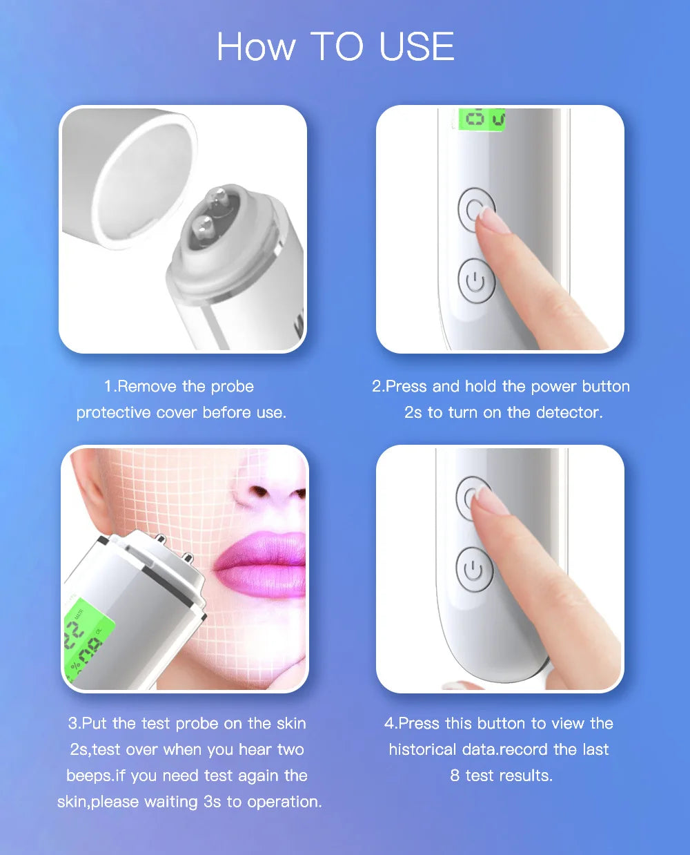 LCD Digital Skin Detector Pen Face Skin Tester Skin Smart Water Oil Fluorescent Content Facial Moisture Analyzer Skin Care Tools