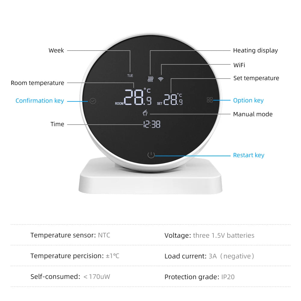 AVATTO WiFi Smart Thermostat,RF Wireless Temperature Controller for Gas Boiler Water Heating,Works with Tuya Alexa Google Home