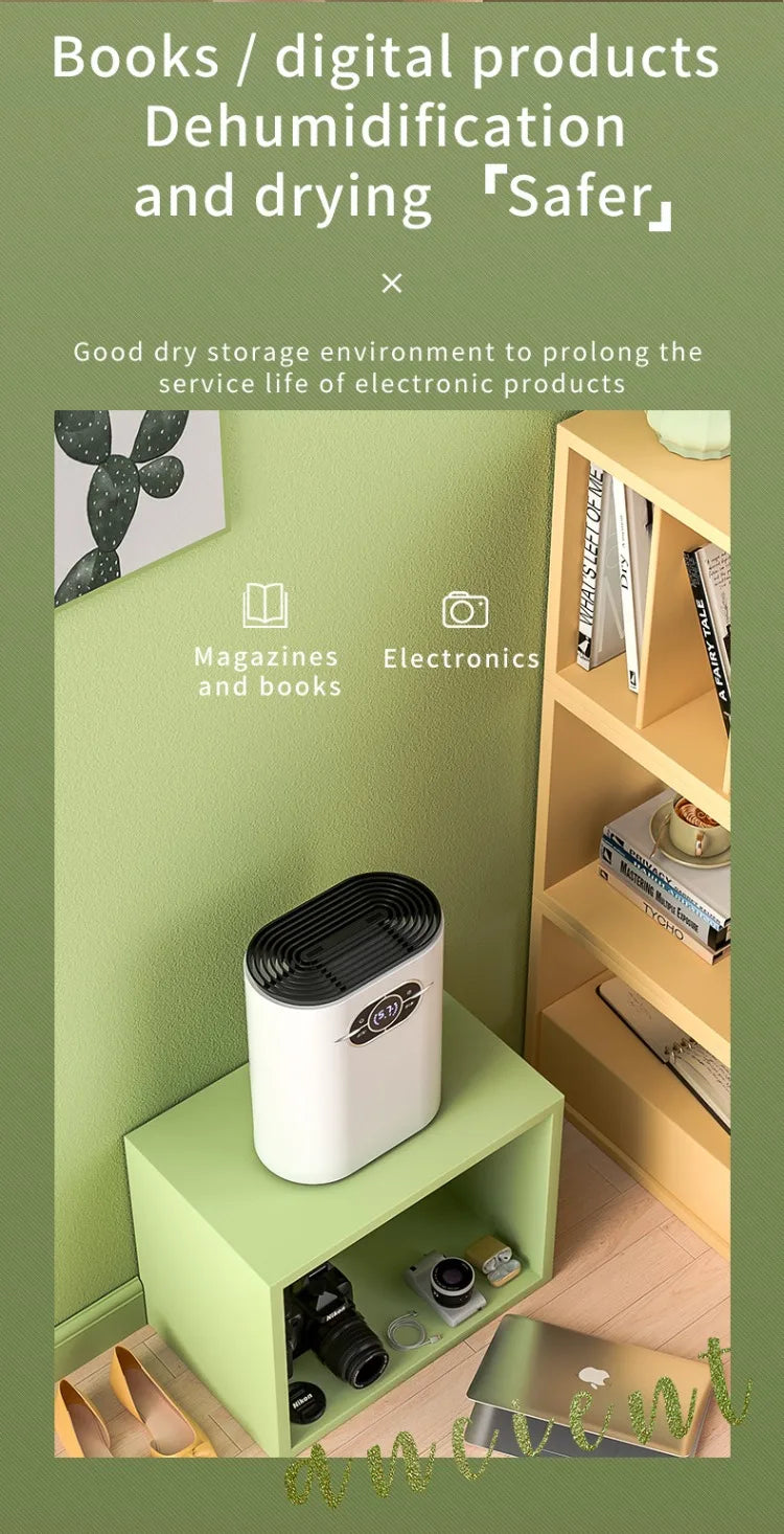 1200ML Household Dehumidifier Electronic Air Drying Machine Moisture-Proof for 21-30㎡ Area 100-240V with Low Noise ≤50dB