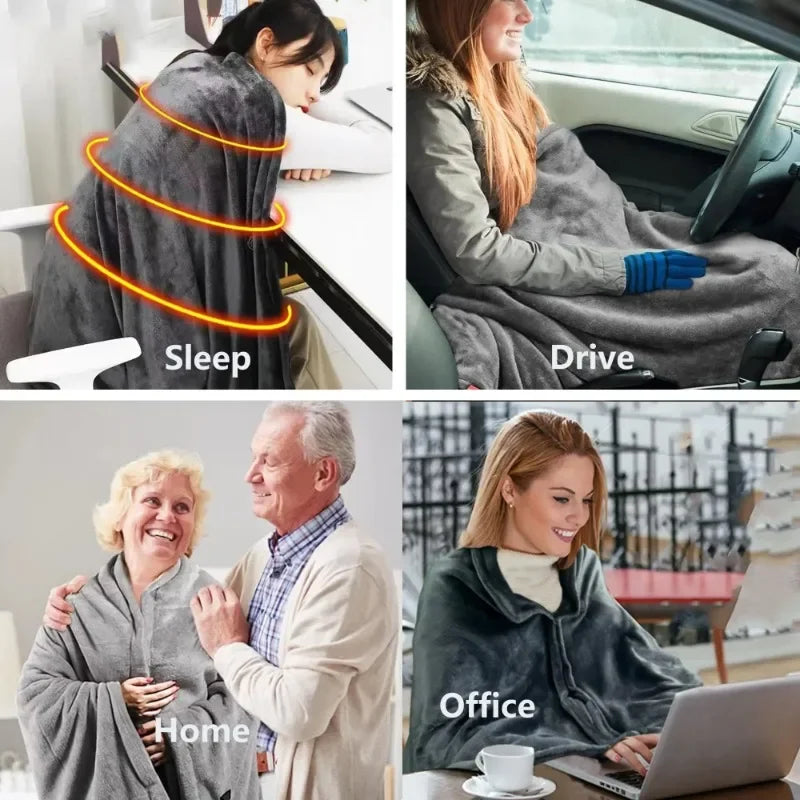 Mink Velvet Electric Blanket USB Heated Shawl Multifunctional Timer Wearable Warmth  Comfortable Home Heating