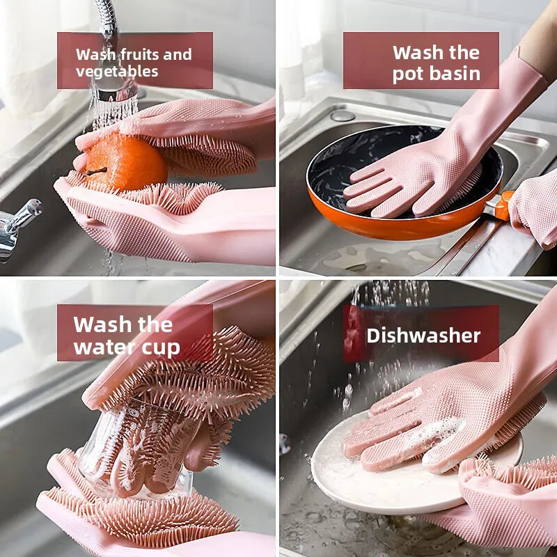 Silicone dishwashing gloves