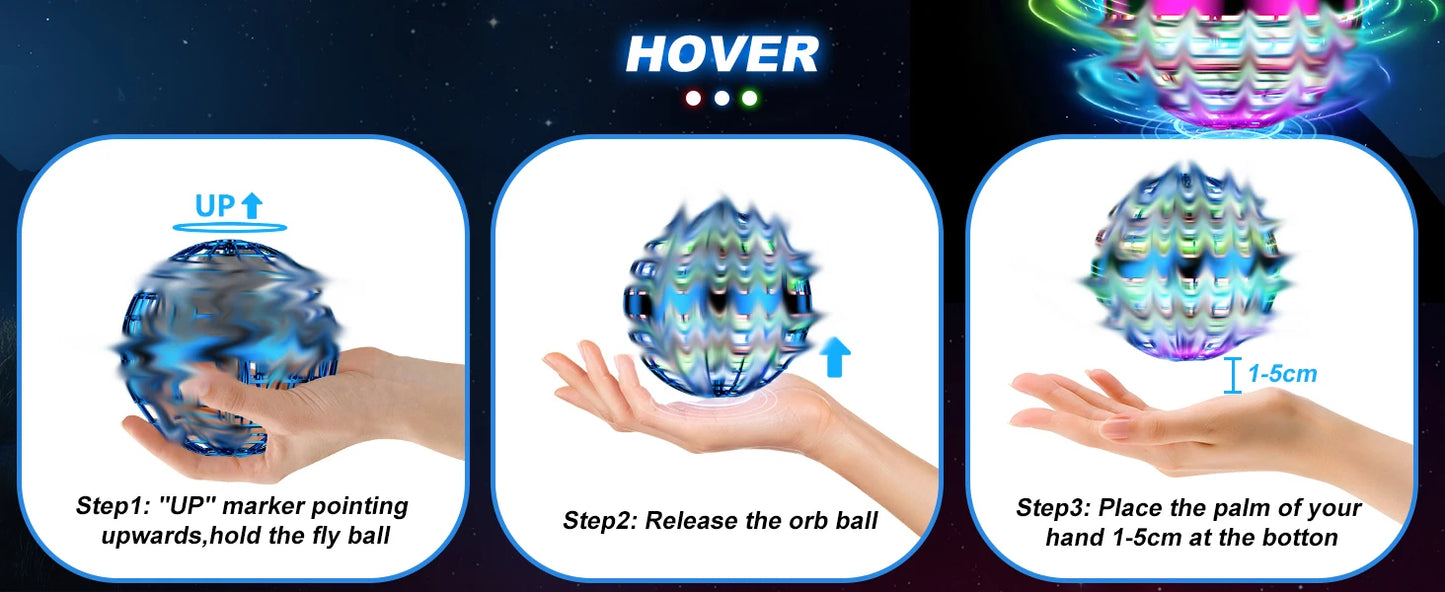 AI Flying Orb Ball Galaxy Cosmic Globe Hand Drone Boomerang Fidget Spinning Toy 9.5cm Diameter Plastic Juggling Ball for Ages 14+