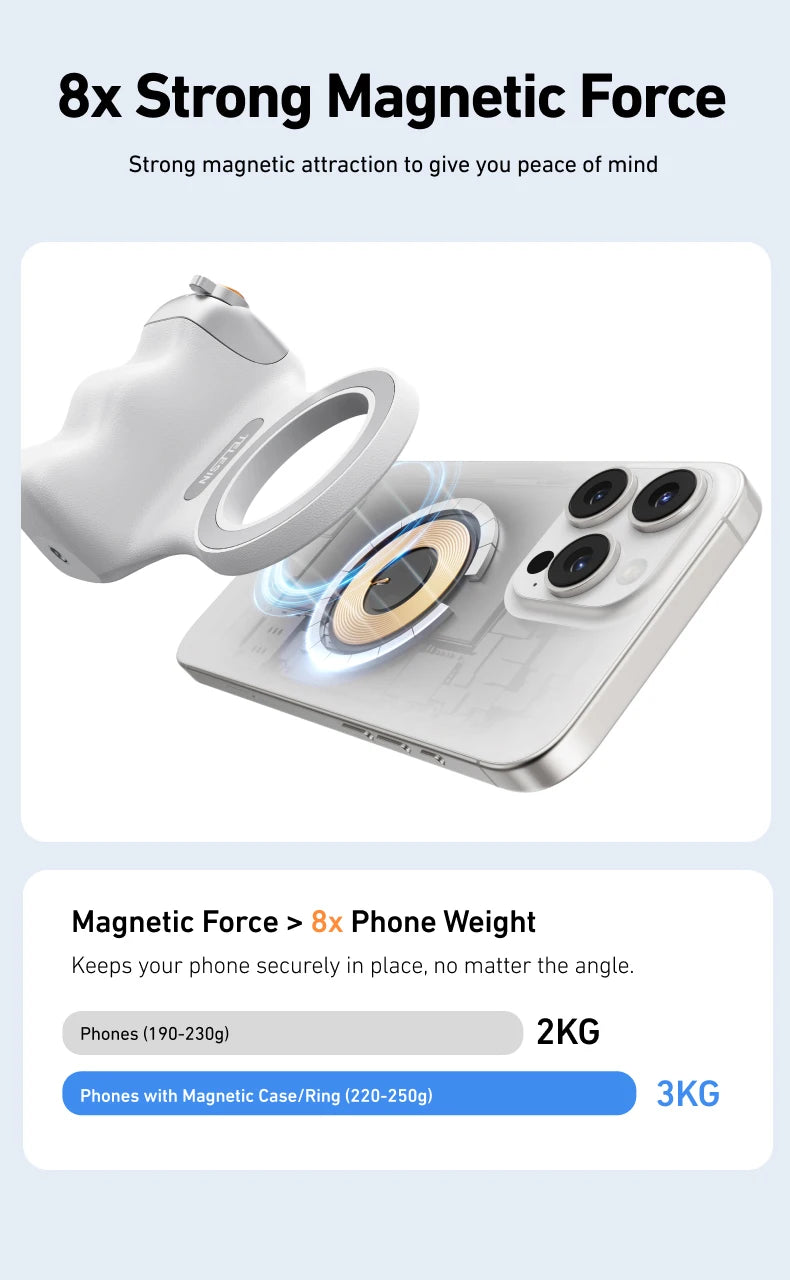 TELESIN Phone Camera Shoot Hand Grip Magnetic Smart Phone Holder Shooting Aid Remote Control Handle For Iphone Android Phone
