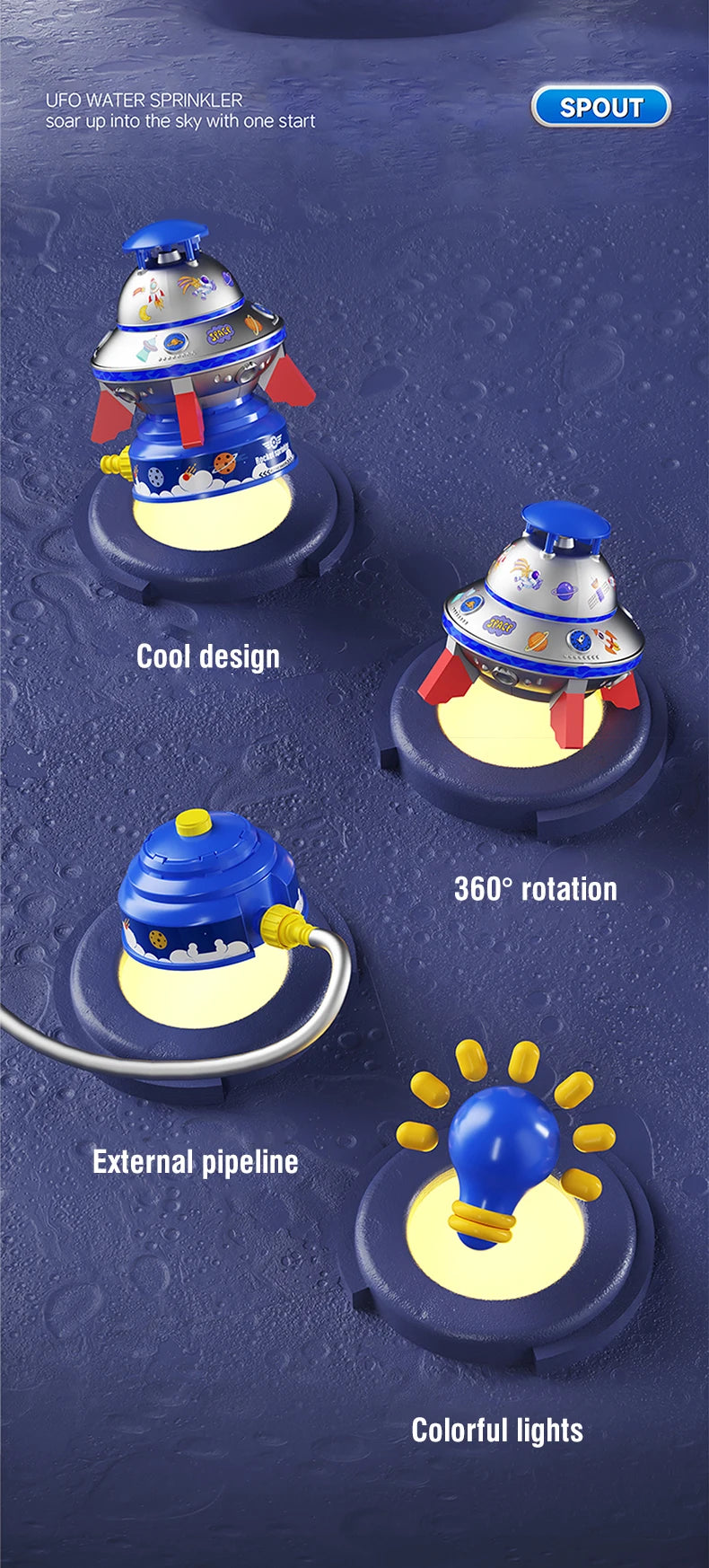 Water Sprinkler Toy Flying Saucer Launcher Windmill 360 Rotation Water Spray Toy Outdoor Garden Lawn Game Kid Birthday Gifts