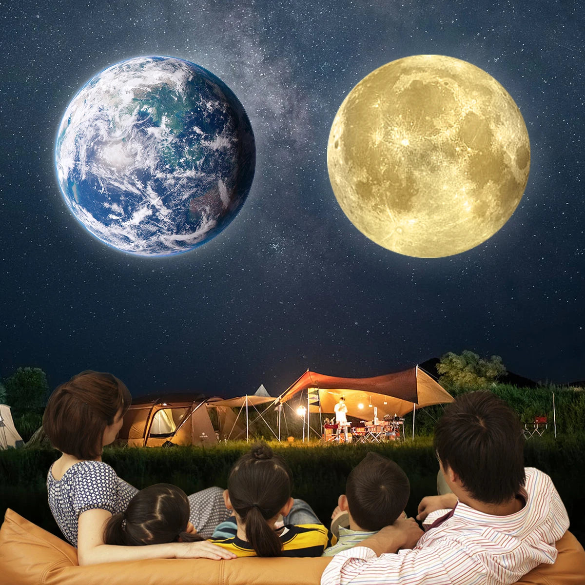 Moon Earth Projection Atmosphere Light