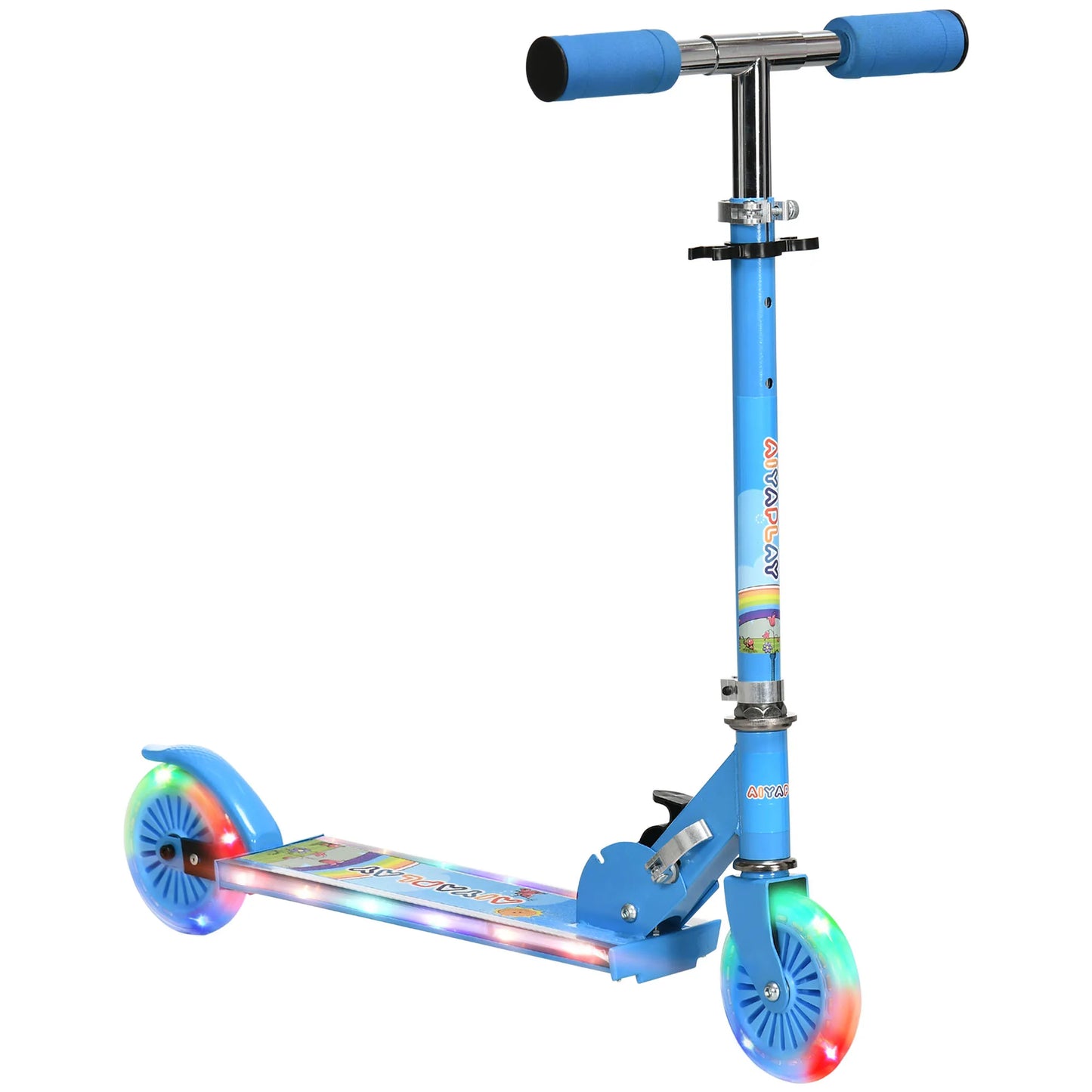 HOMCOM Kids Scooter 2 Wheels W/ Lights Music Adjustable Height Foldable