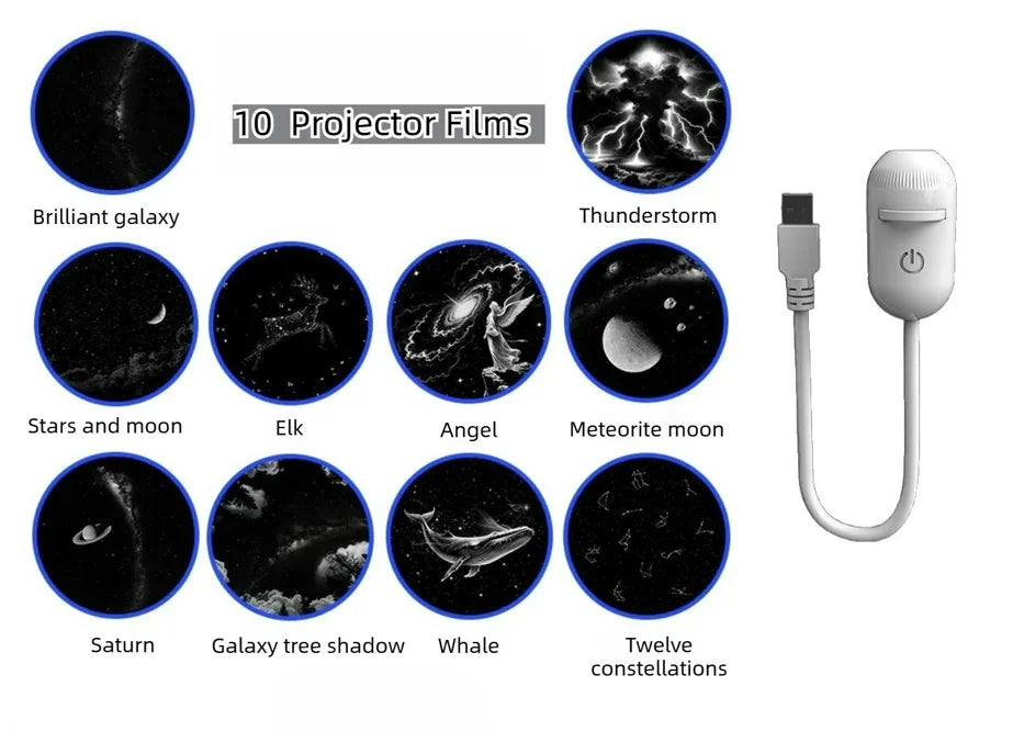 2-in-1 Mini Galaxy Star Projector Night Light – Starry Sky Ambient Lamp for Bedroom