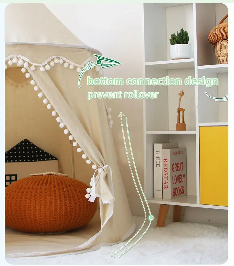 Portable Princess Castle Game House Teepee Tent for Children Outdoor Indoor Fun Toy Soft Cloth Mongolian Birthday Gift for Kids 0-12Y