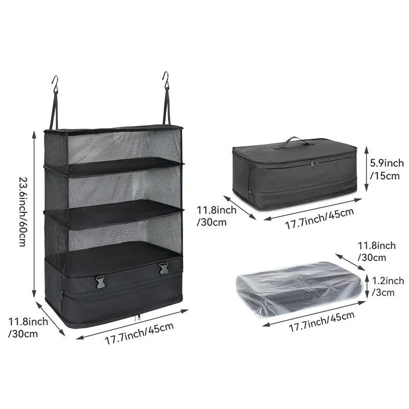 1 Set  Luggage Travel Organizer Hanging Packing Cubes Hanging Shelves