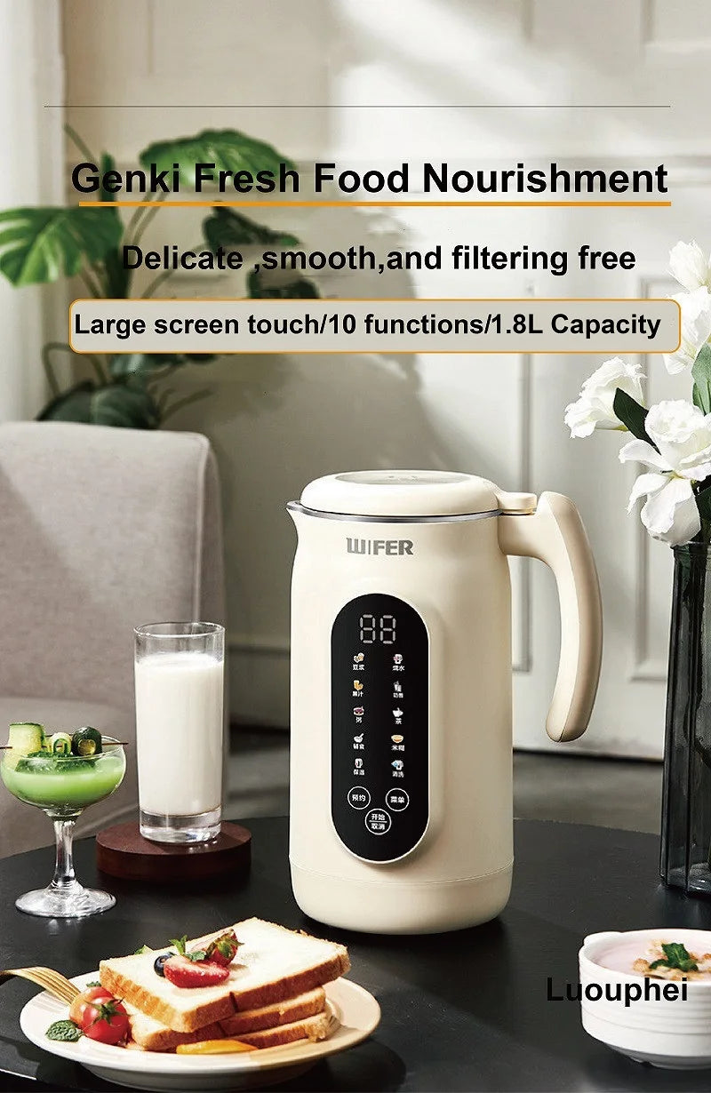 1.8L Soymilk Maker Electric Juicer 12h Appointment Rice Paste Machine Rapid Heating Food Wall Breaker Automatic