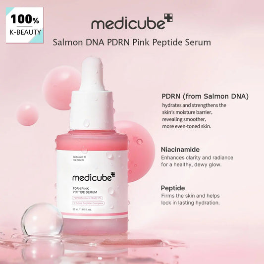 Medicube Salmon DNA PDRN Pink Peptide Serum,Smooth&Fast-Absorbing,Refreshing&Non-Sticky,Korean Skincare,K-Beauty