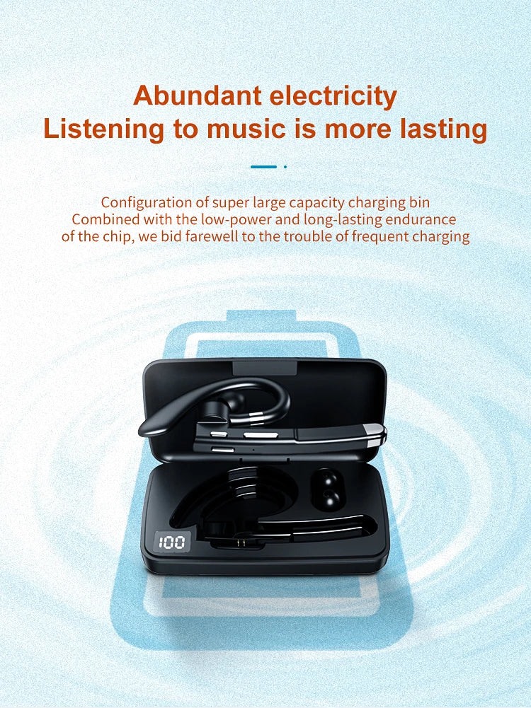 YYK520 Hanging Ear Wireless Bluetooth Headset 5.1 Hands-free ENC Call Noise Reduction Driving Single Ear Business Headphones