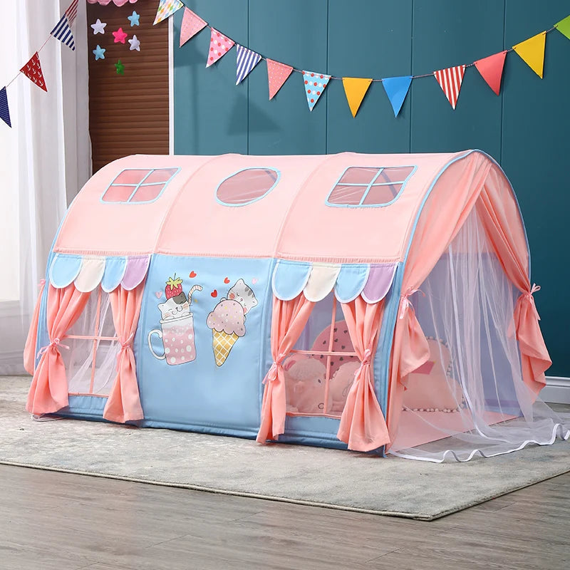 Large Kids Play House Tent With Window Portable Children Bed Tent For Boys Girls Indoor Play Game House Castle