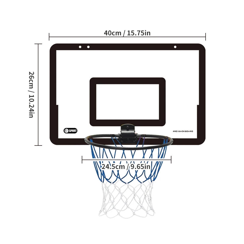 Children's Home Sports Basketball Set with Wall Bracket Non-Perforated Plastic Basketball Frame for Ages 3-12