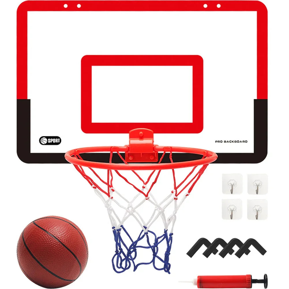 Children's Home Sports Basketball Set with Wall Bracket Non-Perforated Plastic Basketball Frame for Ages 3-12