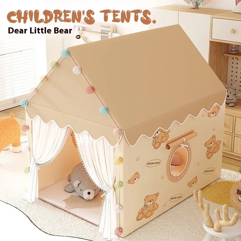 Princess Castle Play Tent for Kids Folding Indoor Play House Cubby Small Baby Tent with Solid Frame No Light Ball