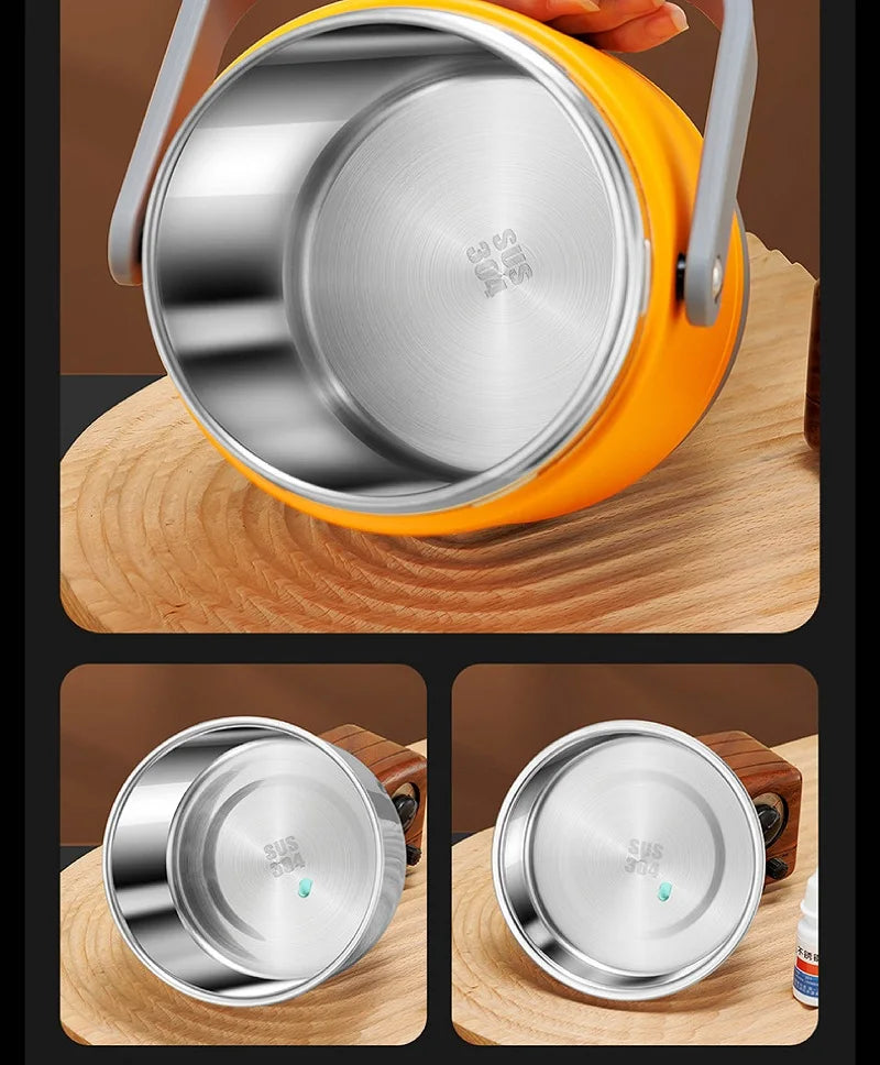 100-240V Electric Lunch Box 12V Car Rice Cooker Portable 304 Stainless Steel Double Layer Linner Thermal Insulation Lunch Box
