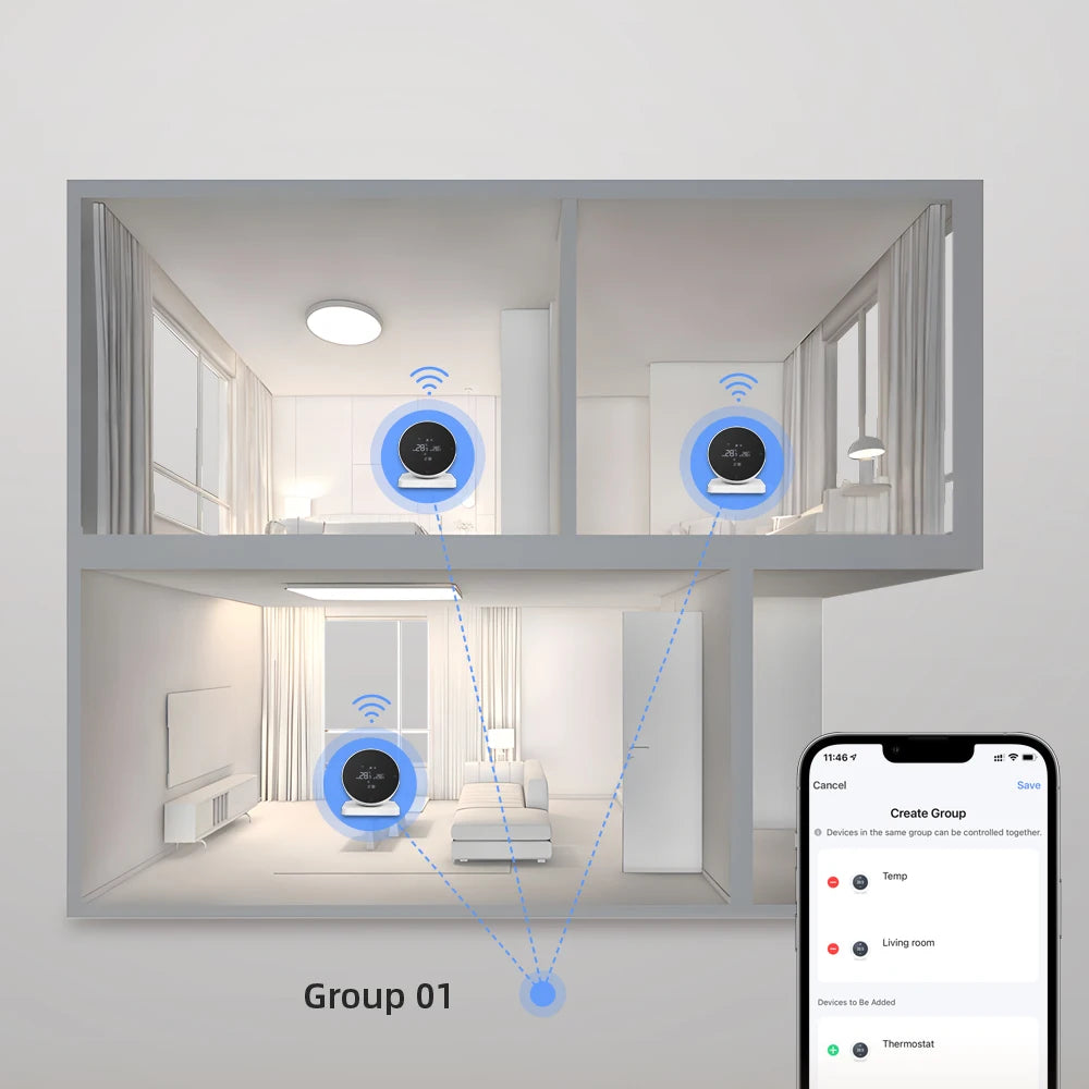 AVATTO WiFi Smart Thermostat,RF Wireless Temperature Controller for Gas Boiler Water Heating,Works with Tuya Alexa Google Home